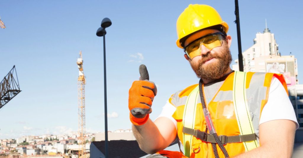 excited construction worker